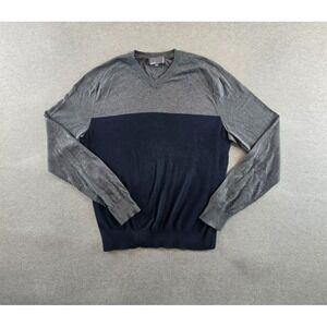 Vince Sweater Mens M Gray Colorblock‎ Silk Cashmere Blend Knit Pullover